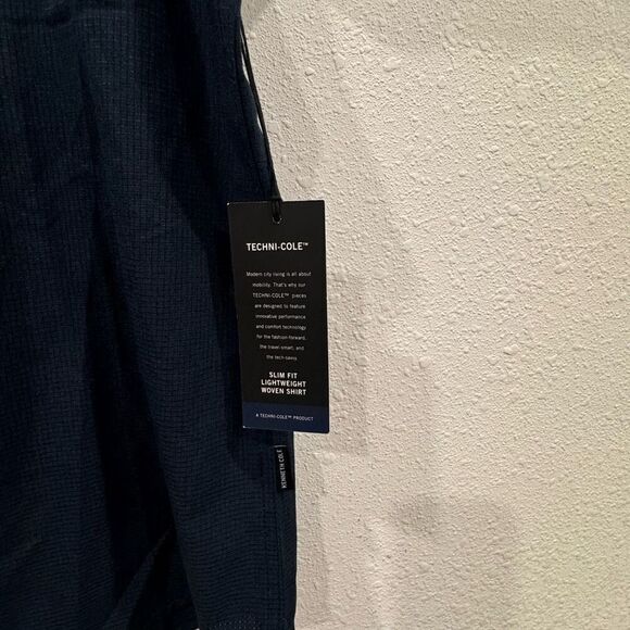 Kenneth Cole slim fit navy blue shirt size small - Picture 3 of 9